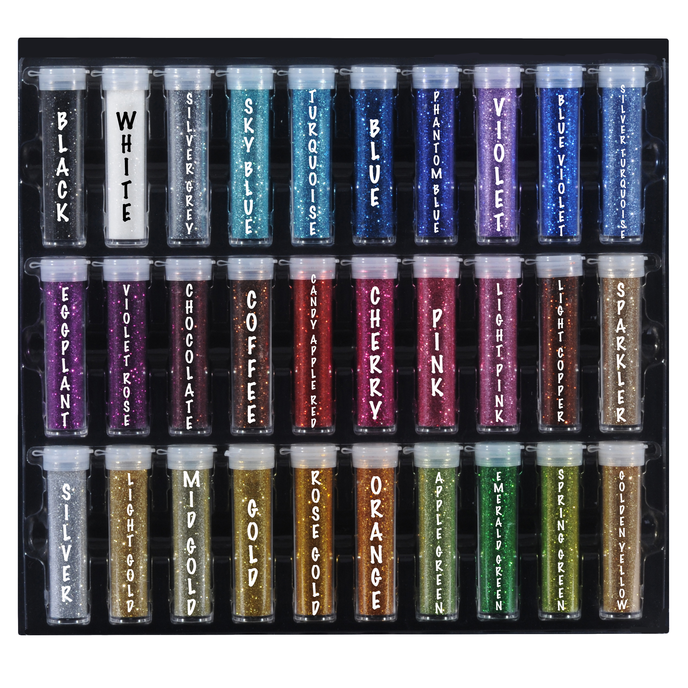 30 pack glitter closeup colors